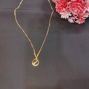 Elegant Round Shape Pendant With Gold Plated Stainless Steel Chain Studded With AD Stone