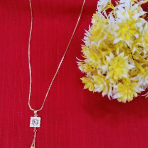 Stylish Square Tassel Pendant With Gold Plated Chain For Girls And Women