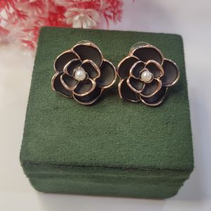 Stylish Black Korean Floral Studs