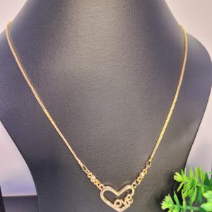 Dazzling Love Pendant With Gold Plated Stainless Steel Chain Studded With AD Stone