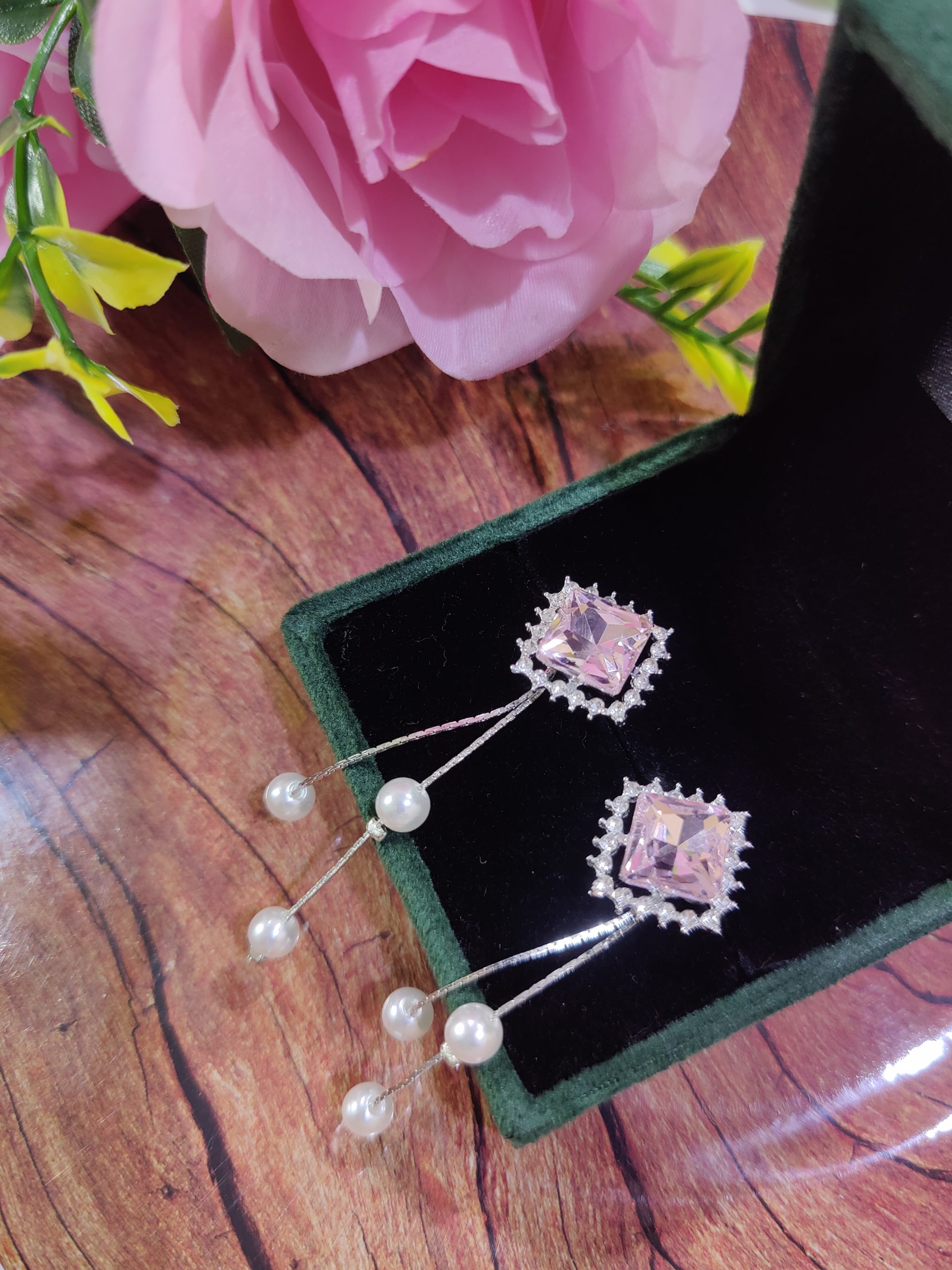 Unique 2 in 1 Style Korean Studs Come Drop Earrings - Image 5