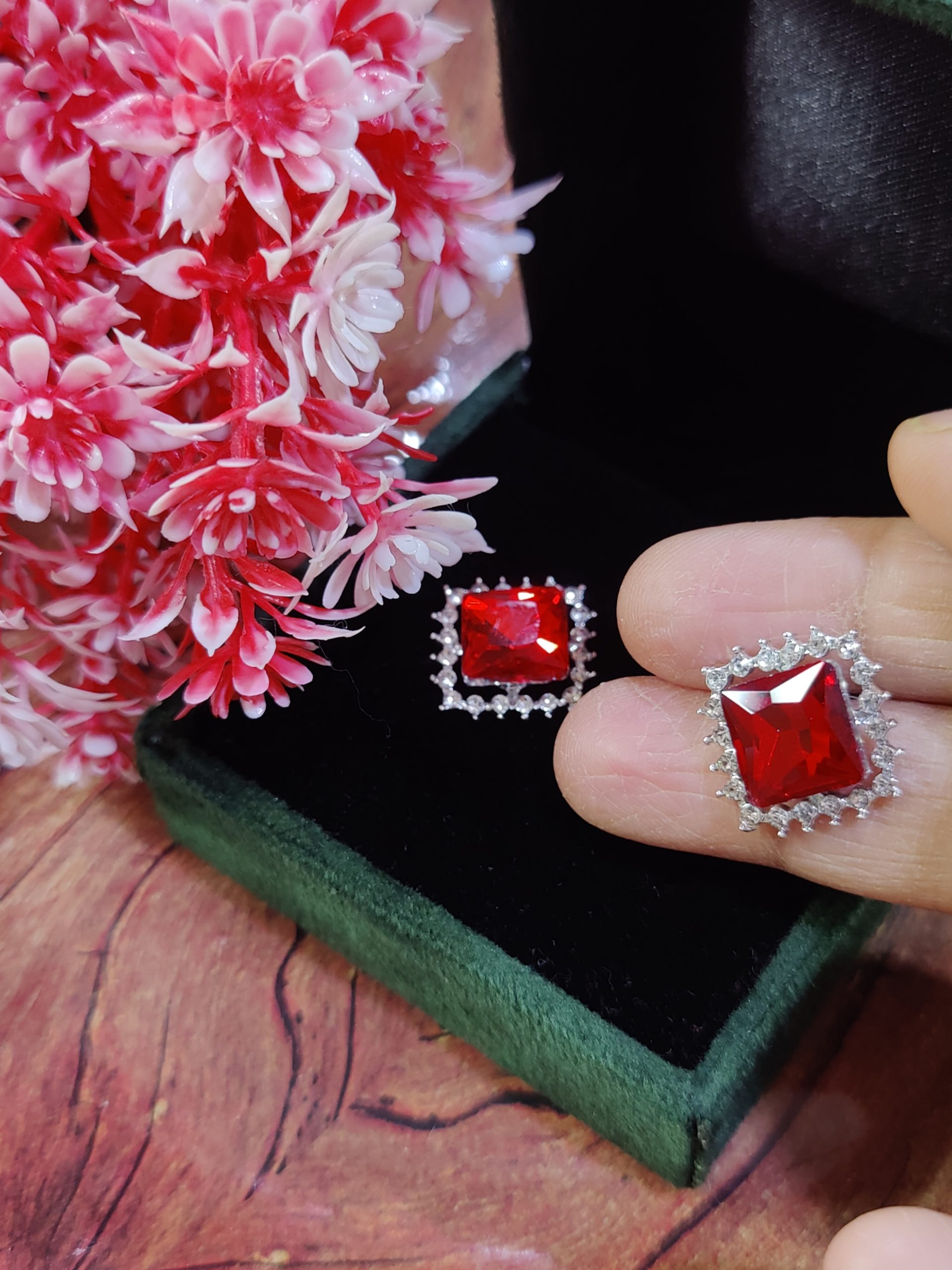 Unique 2 in 1 Style Korean Studs Come Drop Earrings - Image 3