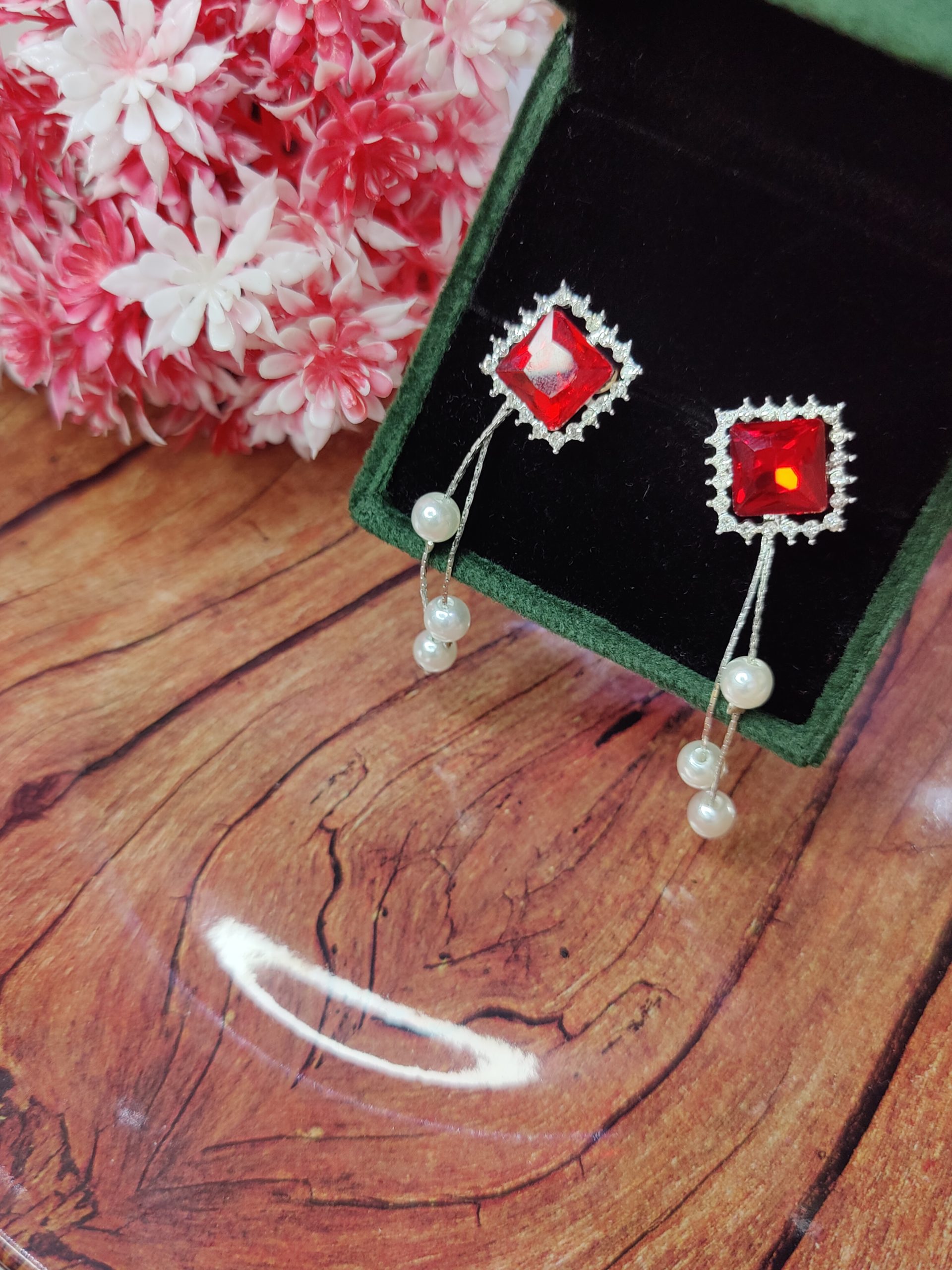 Unique 2 in 1 Style Korean Studs Come Drop Earrings - Image 7