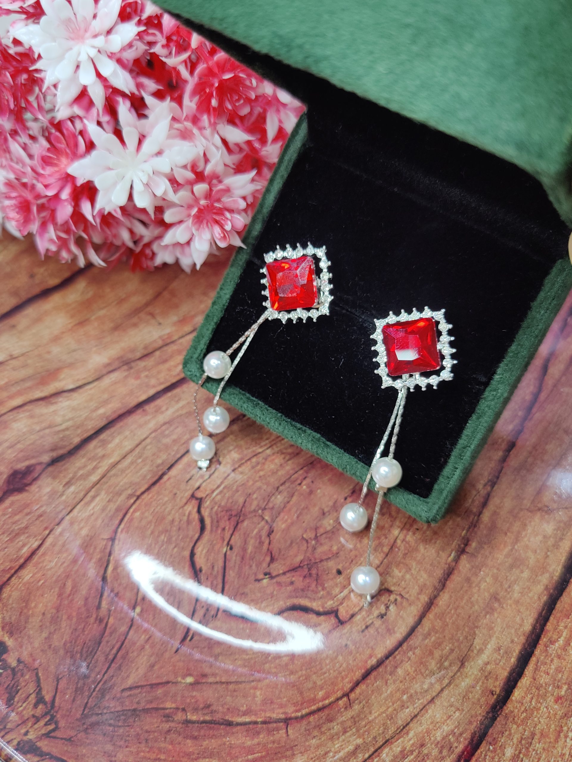 Unique 2 in 1 Style Korean Studs Come Drop Earrings - Image 4