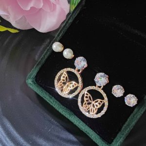 Classic And Minimal Rose Gold Earrings Combo Of 3 Sets Of Earrings